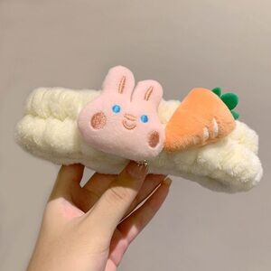 Adorable Pink Bunny and Orange Carrot Plush Headband